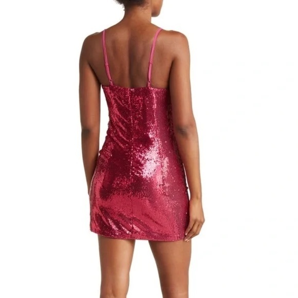 NWT Torn by Ronny Kobo Hot Pink Tulip Sequin Bow Front Lindsay Mini Dress XS - Picture 3 of 15
